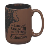 Vaso Christian Art Gifts con león en diseño, ideal para café diario.