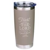 Christian Art Gifts, taza de viaje con Proverbios 3:5, diseño plateado elegante para viajar.
