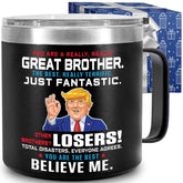 CHUSUKASU taza 14oz con frase para hermano, ideal para café diario.