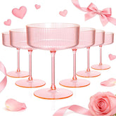 Ciaell copa martini plástica rosada estriada para toque elegante y práctico.