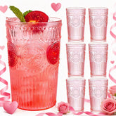 Vaso plástico rosa Ciaell con relieve acanalado, ideal para jugos