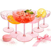 Vaso martini plástico rosa de Ciaell 10oz, ideal para cócteles.