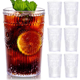 Vaso plástico Ciaell con relieve estriado y estilo vintage para bebidas.
