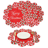 Manteles individuales Ciazoxa con bastón de caramelo, ideales para mesa navideña y fiestas.