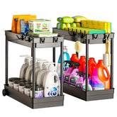 Cicilyna organizador bajo lavabo con dos estantes y gancho para ordenar el baño