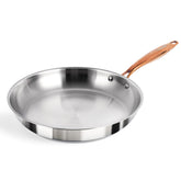 Sartén ciwete de 12 pulgadas con triple capa y acabado espejo para cocinar con eficiencia