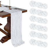 CKIKU camino de mesa gasa blanca 10 pies, textura suave y caída elegante para boda