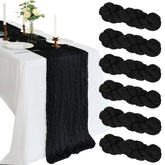 CKIKU camino de gasa negro para mesas, ideal para bodas y cenas elegantes.