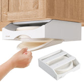 CKIU dispensador de platos 10 pulgadas en bambú blanco, organización elegante