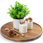 Bandeja redonda de acacia CMLKLZD, centro de mesa elegante