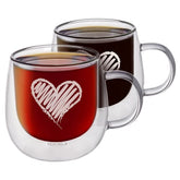 CNGLASS tazas doble pared 10oz, conjunto de 2, para bebidas calientes sin quemaduras.