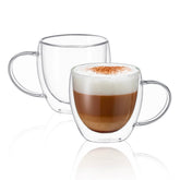 CNGLASS: taza doble pared con asa para espresso caliente y manejo cómodo