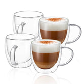 CNGLASS taza de vidrio doble pared con asa, segura para bebidas calientes.