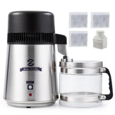 CO-Z destilador de agua con acabado cepillado, ideal para agua purificada en casa.