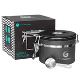 Coffee Gator lata-aire 11oz gris: conserva café y té con cierre hermético.