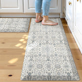 Alfombra Collive para cocina, boho floral, juego de dos, comodidad al levantarte y cocinar.