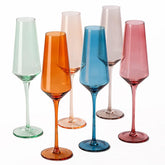 Copas de champagne coloreadas de comfit, set de seis, para brindis festivos.