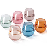 Vasos de vino sin tallo comfit coloridos, ideal para cenas alegres.