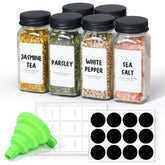 ComSaf frascos especias de vidrio 4 oz con tapas para almacenamiento ordenado