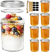 ComSaf tarros Mason boca ancha 16oz con tapas y banda, ideales para conservar