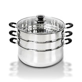 Vaporera Concord de 30 cm en primer plano, tres niveles para cocinar al vapor.