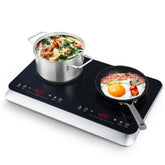 COOKTRON placa de inducción doble con superficie lisa para cocción estable.
