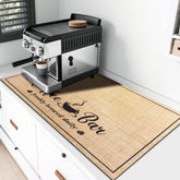 Alfombra absorbente CooRug para café mantiene seco el mostrador.