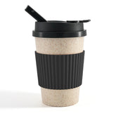 Copa portátil de café con tazón cerámico para uso cómodo en casa o al aire libre.