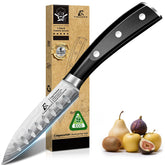 Cuchillo pelador CoquusAid con hoja damascus de 3,75 pulgadas para precisión en frutas