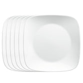 Corelle Vitrelle platos cuadrados 9 pulgadas blancos, 6 unidades, ligero y resistente para almuerzos y cenas