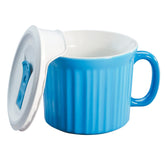 CorningWare Pop-ins azul claro, taza de 20 onzas con tapa para llevar.