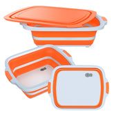 COSPARX pack 2 recipientes XL plegables con tapa y colador, ideal para marinar y escurrir.