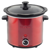 Courant olla lenta roja con inserto cerámico removible para cocinar y limpiar fácilmente.