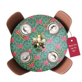 Mantel navideño elástico para mesa redonda de Covers For The Home, protege y decora.