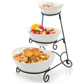 Covzoe cuenco cerámico de tres niveles para presentar aperitivos con estilo