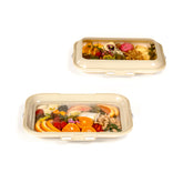 Crudités bandejas portátiles rectangulares crema para meriendas en movimiento.