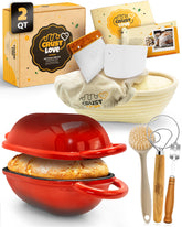 CRUSTLOVE Horno esmaltado ovalado 2qt con tapa para cocción uniforme y crujiente.