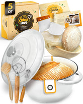 CRUSTLOVE olla de hierro esmaltado 5 cuartos con tapa para pan crujiente y cocción uniforme.