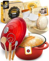 CRUSTLOVE olla de hierro esmaltado 5qt con tapa para hornear pan crujiente.