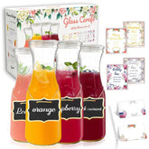 Jarras de vidrio Cuguords de 1 litro con tapas acrílicas para bar mimosa.