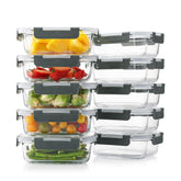 Cuiselect 10-pack envases de vidrio con tapas para comidas, almacenamiento seguro