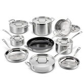 Conjunto Cuisinart Multiclad Pro de 15 piezas, acabado cepillado para cocina profesional.