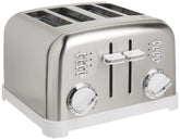 Tostadora Cuisinart CPT-180WP1 de cuatro rebanadas en blanco y acero inoxidable.