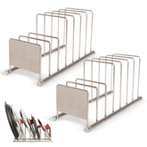 Cuisinel organizador de tapas y platos para almacenamiento eficiente.