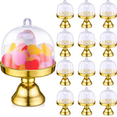 Cunhill 24 soportes mini tarta con cúpula dorada para exhibir dulces.