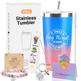 CUPLOOV taza termo 20 oz azul-rosado frente, ideal para café diario