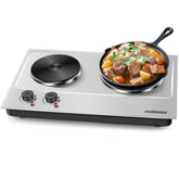 Cusimax plancha doble, quemadores 1800W, listo para cocinar en casa.