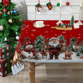 Mantel rectangular Cusugbaso de 60x120 con Santa y muñeco de nieve para mesa festiva.