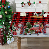 Mantel cusugbaso rojo tartán para mesa rectangular, ideal para cenas festivas.