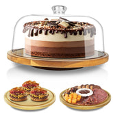Bandeja cutesun para pasteles de madera con tapa y borde elegante para exhibir postres.